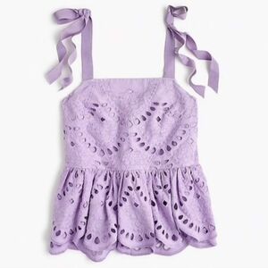 J. Crew Lilac Eyelet Tank with Bow Straps